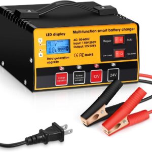 Cargador De Batería De 12V/24V Voltios Mantenedor De Cargador De Batería Completo-
