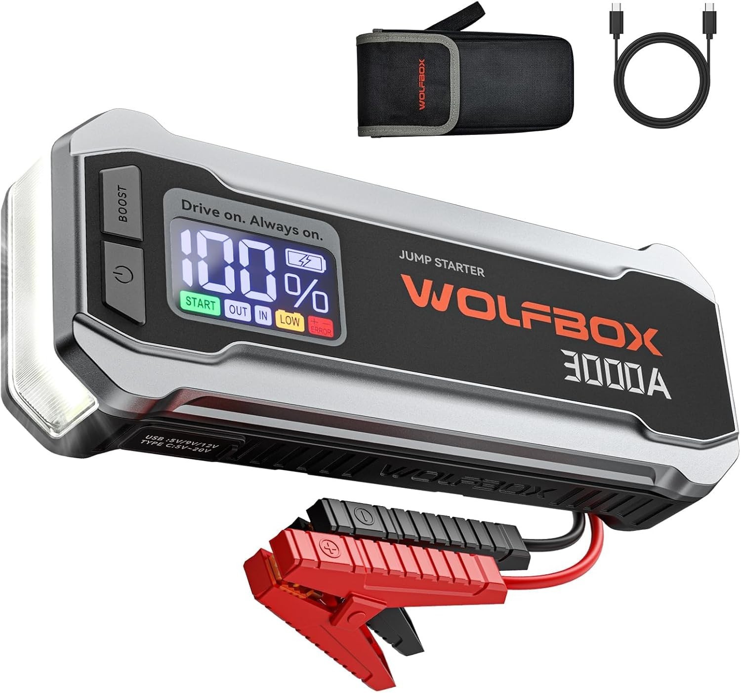WOLFBOX 3000A Jump Starter Power Pack 12V Batería de Coche Booster Jump Starter con- - Image 3