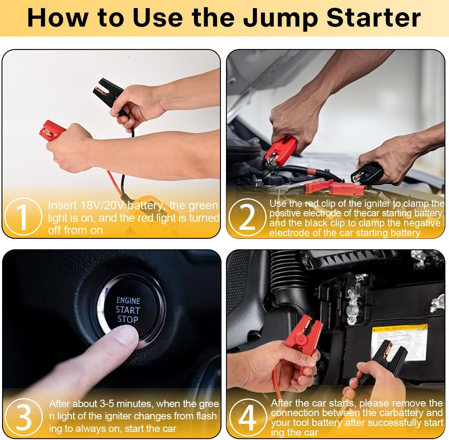 Arrancador de salto para batería de coche Dewalt 20V Booster para baterías de herramientas eléctricas- - Image 4