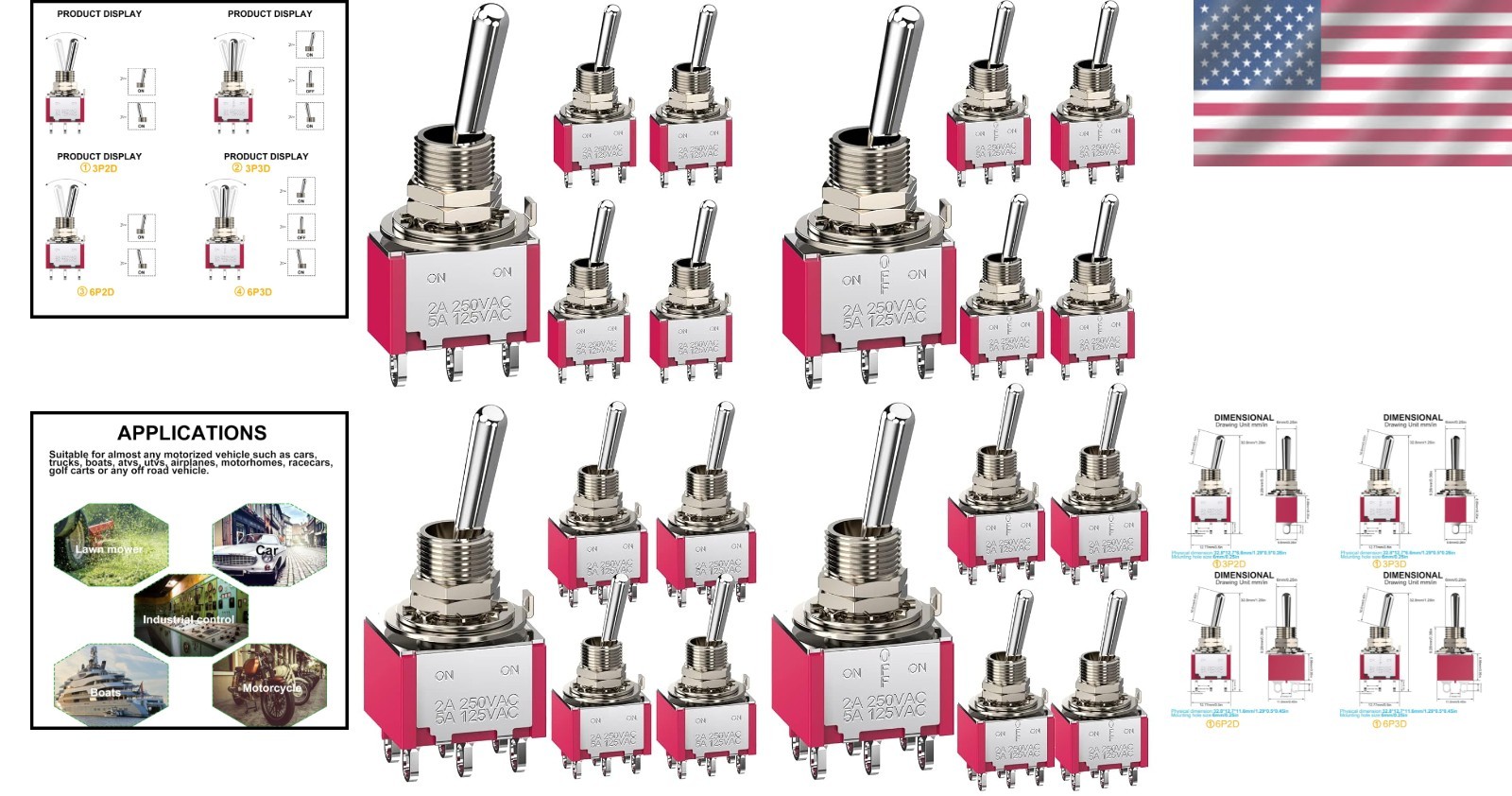 Versátil surtido de interruptores de palanca de 20 piezas para uso automotriz y eléctrico- - Image 2