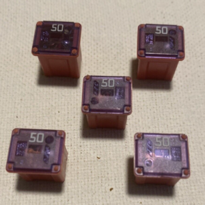 Paquete de 5 fusibles automotrices de bajo perfil Mini Jcase surtido de fusibles de 50 amperios-