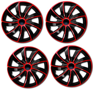 Tapacubos de 16" Tapacubos Tapacubos Tapacubos Juego de 4 Borde de Plástico ABS Rojo Duradero Reino Unido-