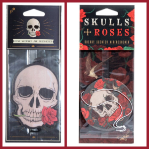 Ambientadores Calaveras y Rosas, Fragancia Perfumada Colgante Frambuesa Gótica-