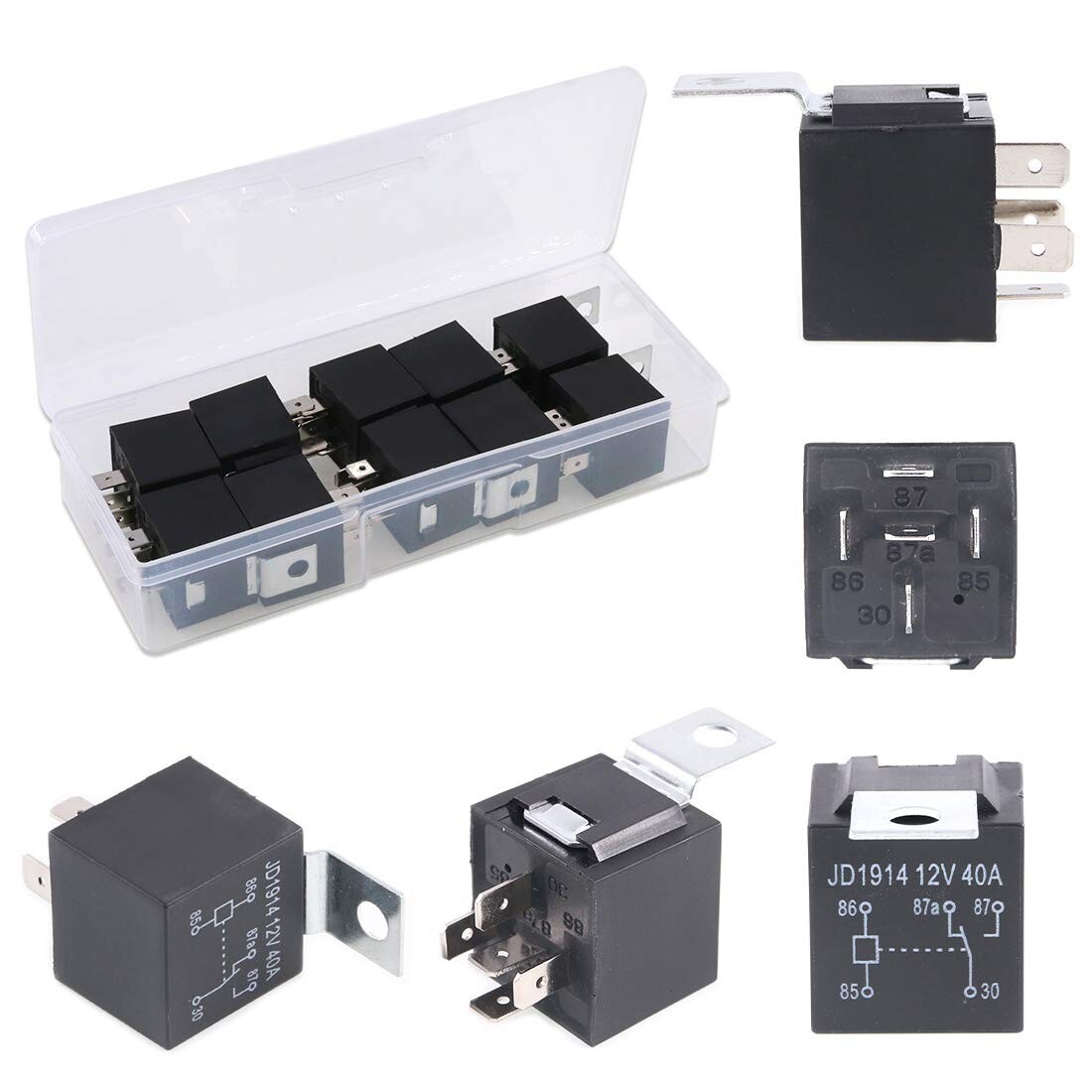 Paquete de 10 interruptores de relés eléctricos SPDT de 5 pines de 12 V 30/40 amperios para camión automotriz-