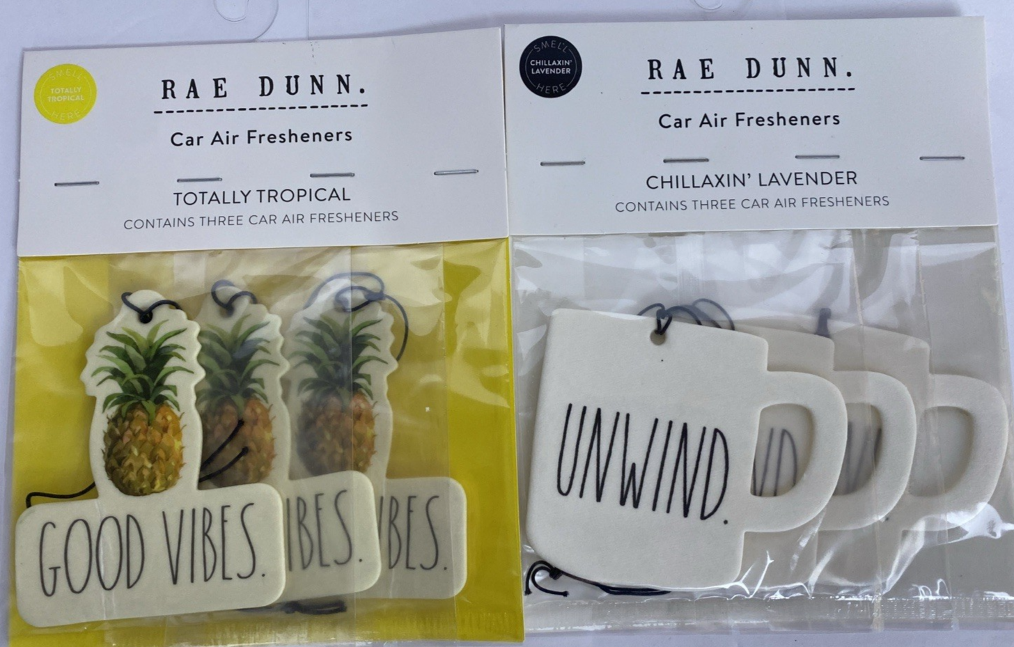 Ambientadores de aire para coche Rae Dunn perfumados tropicales y lavanda 6 piezas-