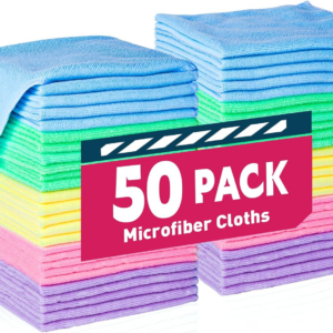 Paños de limpieza de microfibra - Paquete de 50, toallas de microfibra a granel, toallas para automóviles y...-