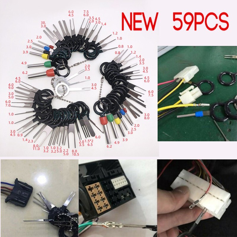59 PIEZAS Herramienta Extractora Extractor Conector Crimpado Cableado Llave Terminal Eléctrico Coche-