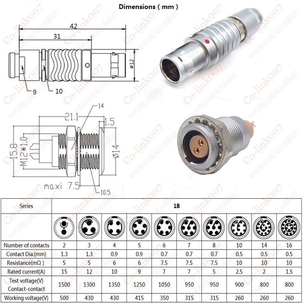 FGG.1B.308 8 Pin Conector Industria Aviación, Conector Eléctrico Automotriz- - Image 2