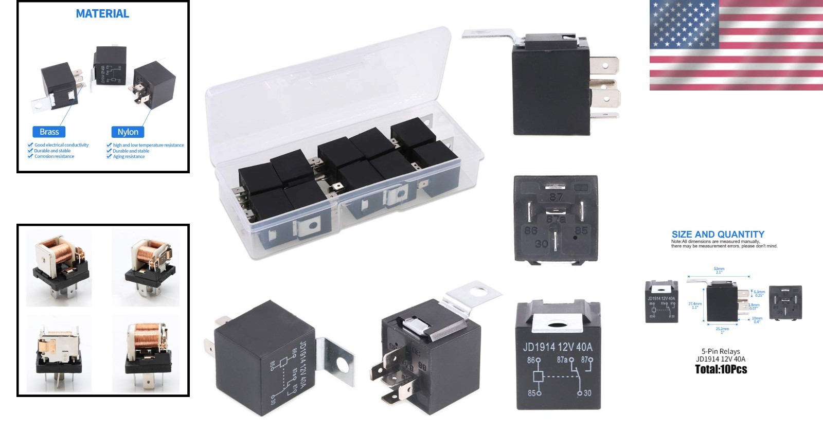 Paquete de 10 relés eléctricos SPDT de alto rendimiento de 12 V para uso automotriz y marino- - Image 2