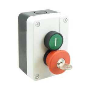 Estación TEW P/Button EStop llave roja rel verde 1NC y 1sin contrato TEW-PBS2-G-ESKR-