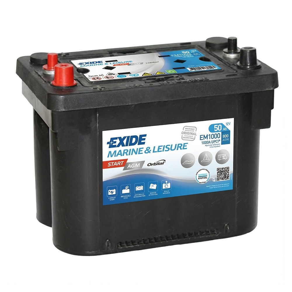 Exide EM1000 AGM 50Ah Batería de coche Coche y camión Batería de arranque a prueba de fugas-