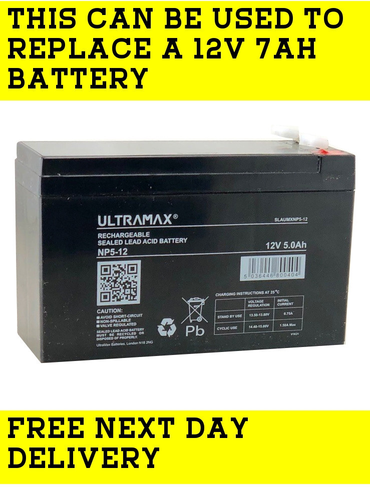 ULTRAMAX 12V 5Ah VRLA SLA RECARGABLE DE ALTA RESISTENCIA BATERÍAS SELLADAS 12V 7AH-