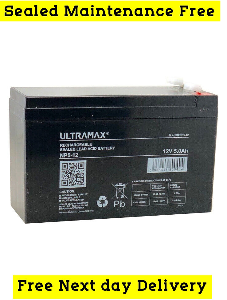 ULTRAMAX 12V 5Ah VRLA SLA RECARGABLE DE ALTA RESISTENCIA BATERÍAS SELLADAS 12V 7AH- - Image 2
