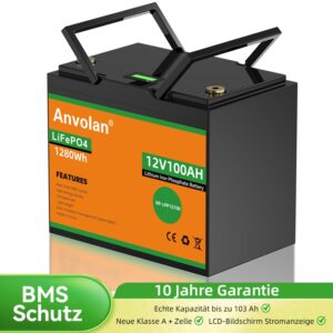 Pantalla LCD Batería 100Ah 12V LiFePO4 Batería Litio con BMS para Barco/Autocaravana-