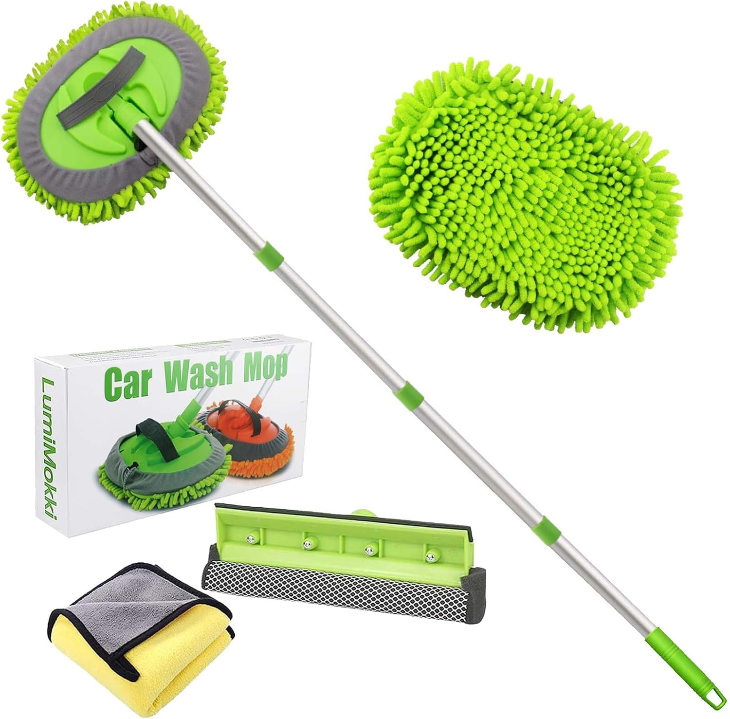 Kit de fregona de lavado de autos 62" - fregona de limpieza de autos con mango largo poste de acero inoxidable f-