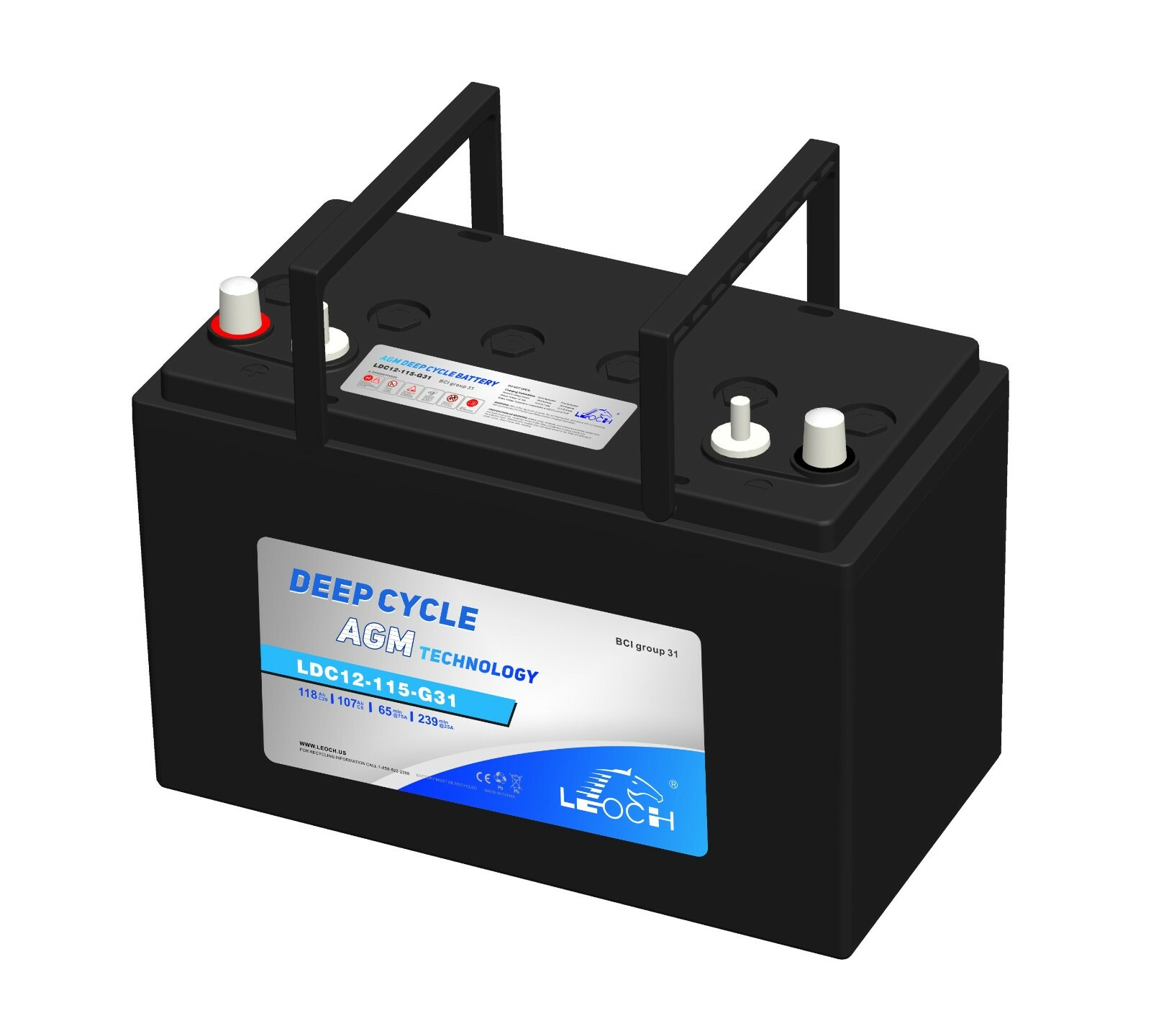 BATERÍA 12V 115AH LEOCH AGM PLOMO CARBONO CICLO PROFUNDO (LDC12-115-G31-DT) -