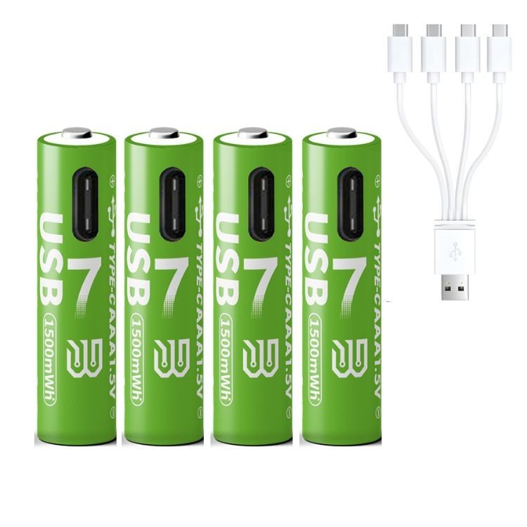 Baterías de litio AAA recargables USB 1500 mWh paquete de 4 carga rápida 1000+ ciclos-