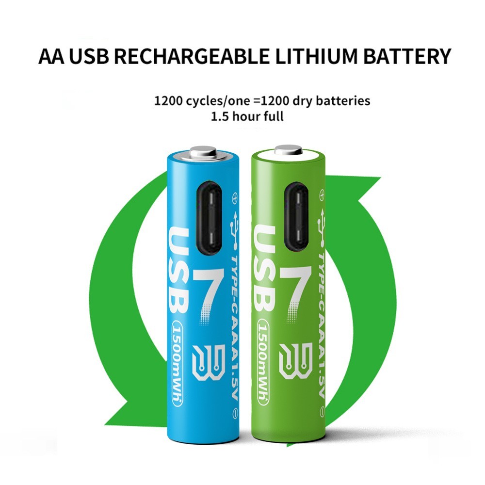 Baterías de litio AAA recargables USB 1500 mWh paquete de 4 carga rápida 1000+ ciclos- - Image 4
