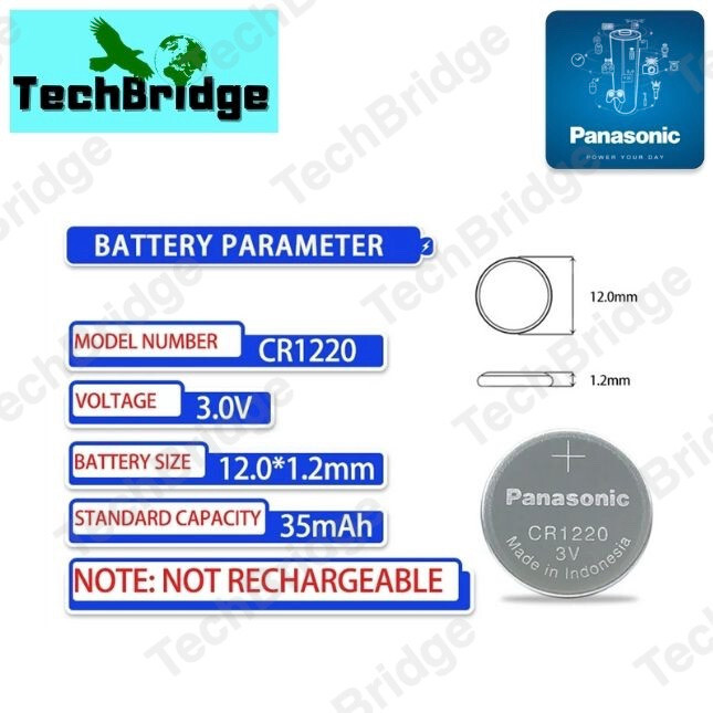 CR1220 Panasonic 3V Lithium Coin Button Cell Battery 5 batteries - Image 3