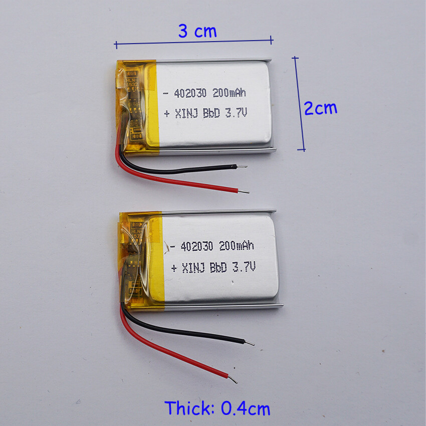 2 baterías de polímero de litio de 3,7 V 200 mAh 402030 para dispositivos Bluetooth y GPS- - Image 2