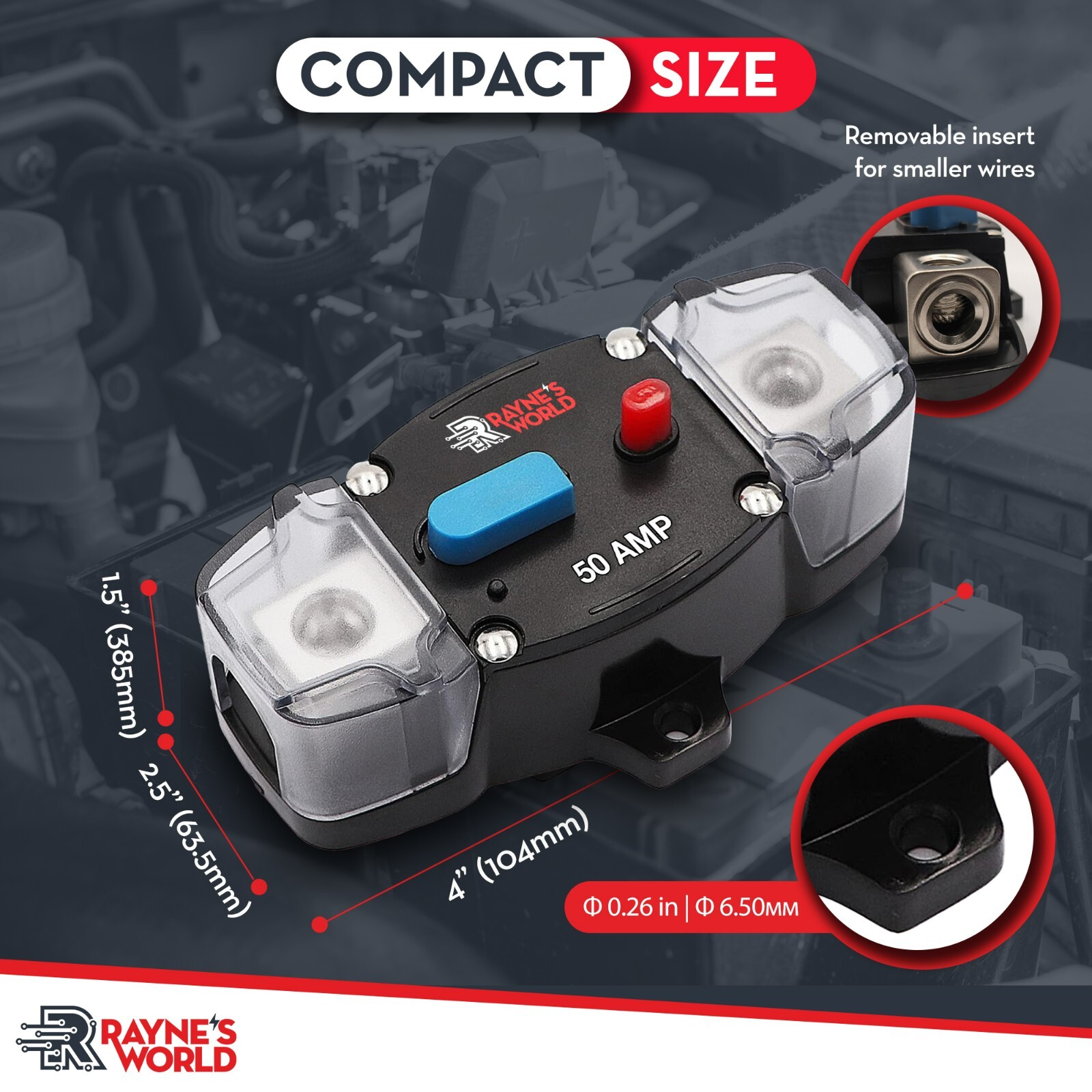 2 PACK 50 Amp 12-48V DC Disyuntores en Línea con Cubierta Coche/Audio/Barco/Solar- - Image 5
