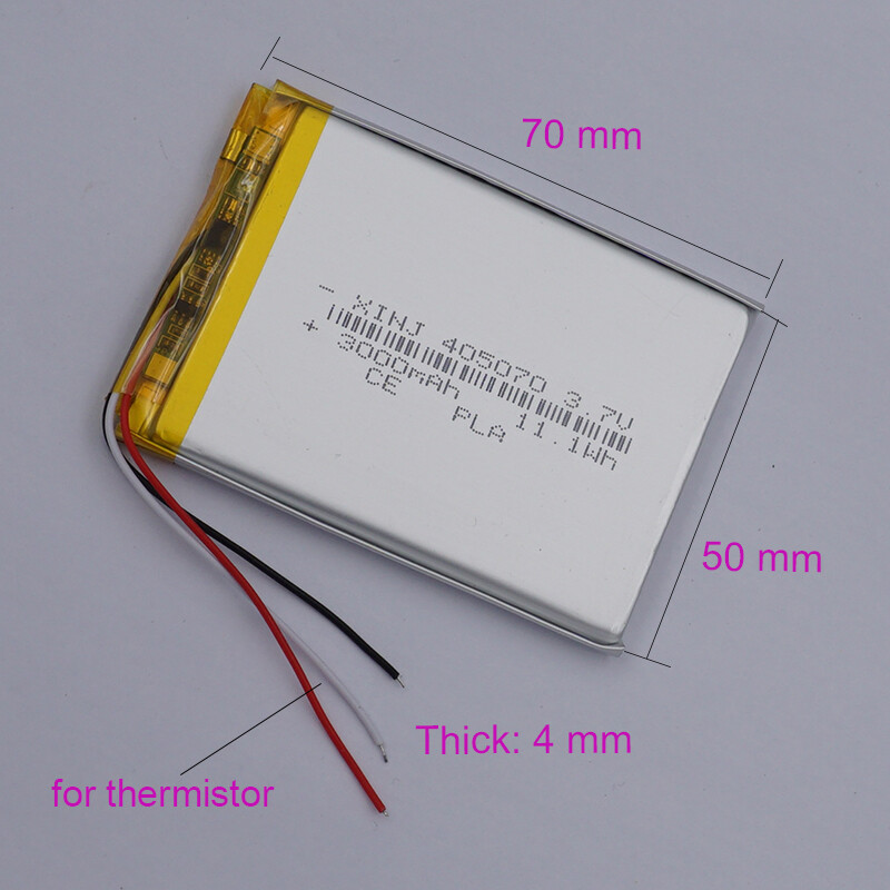 3.7V 3000mAh 11.1Wh Batería Li Recargable 405070 Li-pol NTC Termistor de 3 Cables- - Image 2