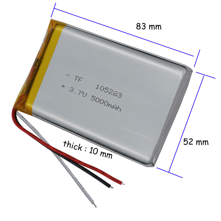 3.7V 5000mAh 18.5Wh Recargable NTC 3-Hilos Termistor Li Lipo Batería 105283- - Image 2