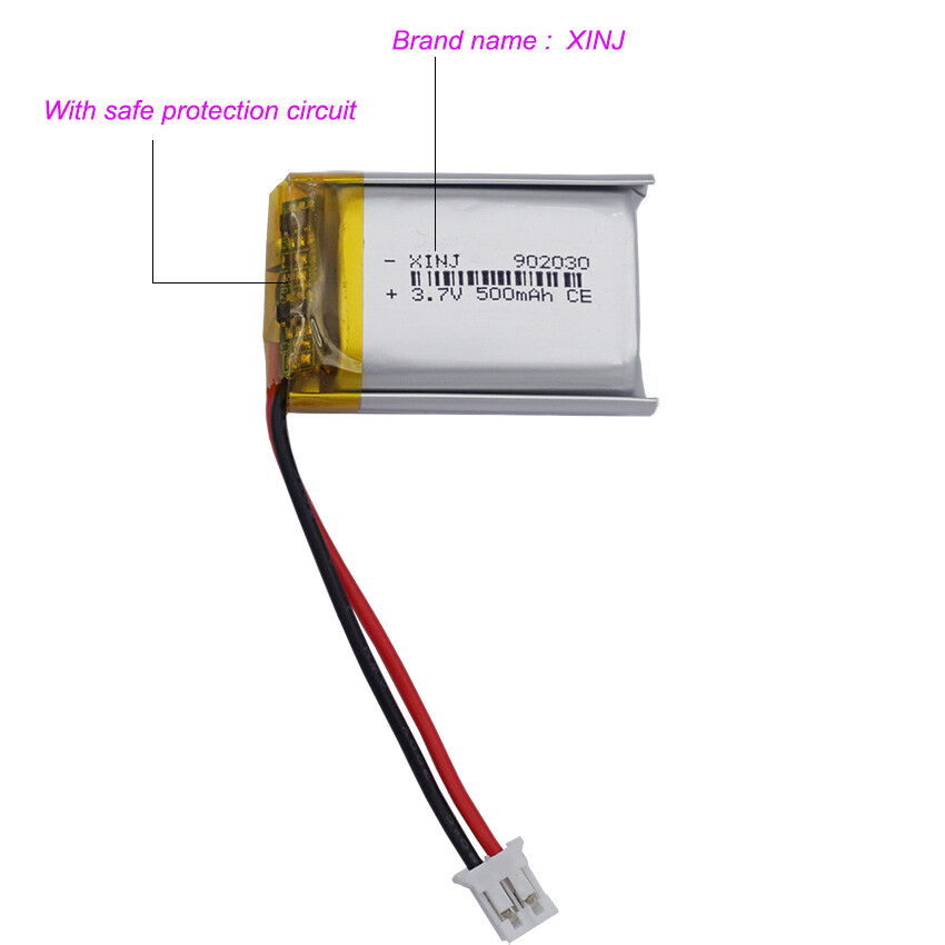 Batería Li 902030 Li-ion 2 pines JST-PH 2.0mm 2 piezas 3.7V 500mAh 1.85Wh- - Image 2