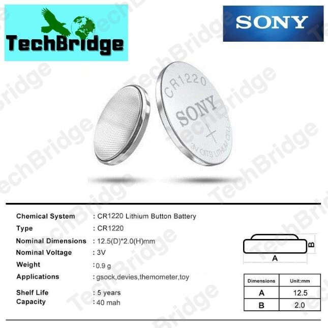 CR1220 SONY 3V Lithium Coin Button Cell Battery 2batteries - Image 3