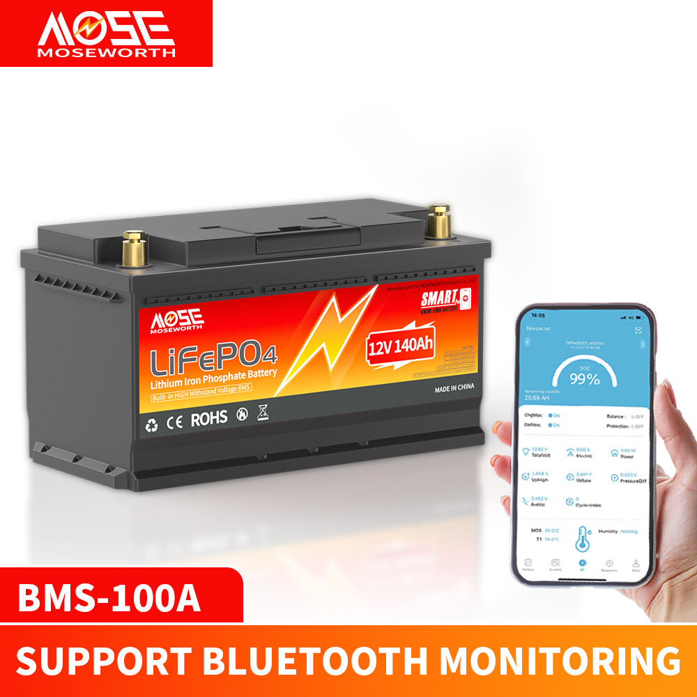 1/2pcs 12V 140Ah Bluetooth LiFePO4 Batería Litio Inteligente BMS 3.548KW Barco Solar- - Image 4