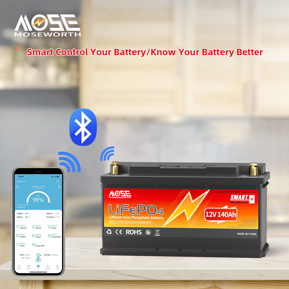 1/2pcs 12V 140Ah Bluetooth LiFePO4 Batería Litio Inteligente BMS 3.548KW Barco Solar- - Image 5