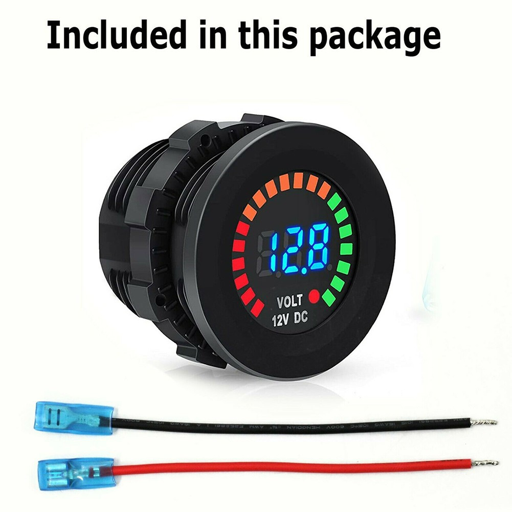 Voltímetro Marino Medidor de Voltaje para Baterías de 12V DC Pantalla LED Impermeable-