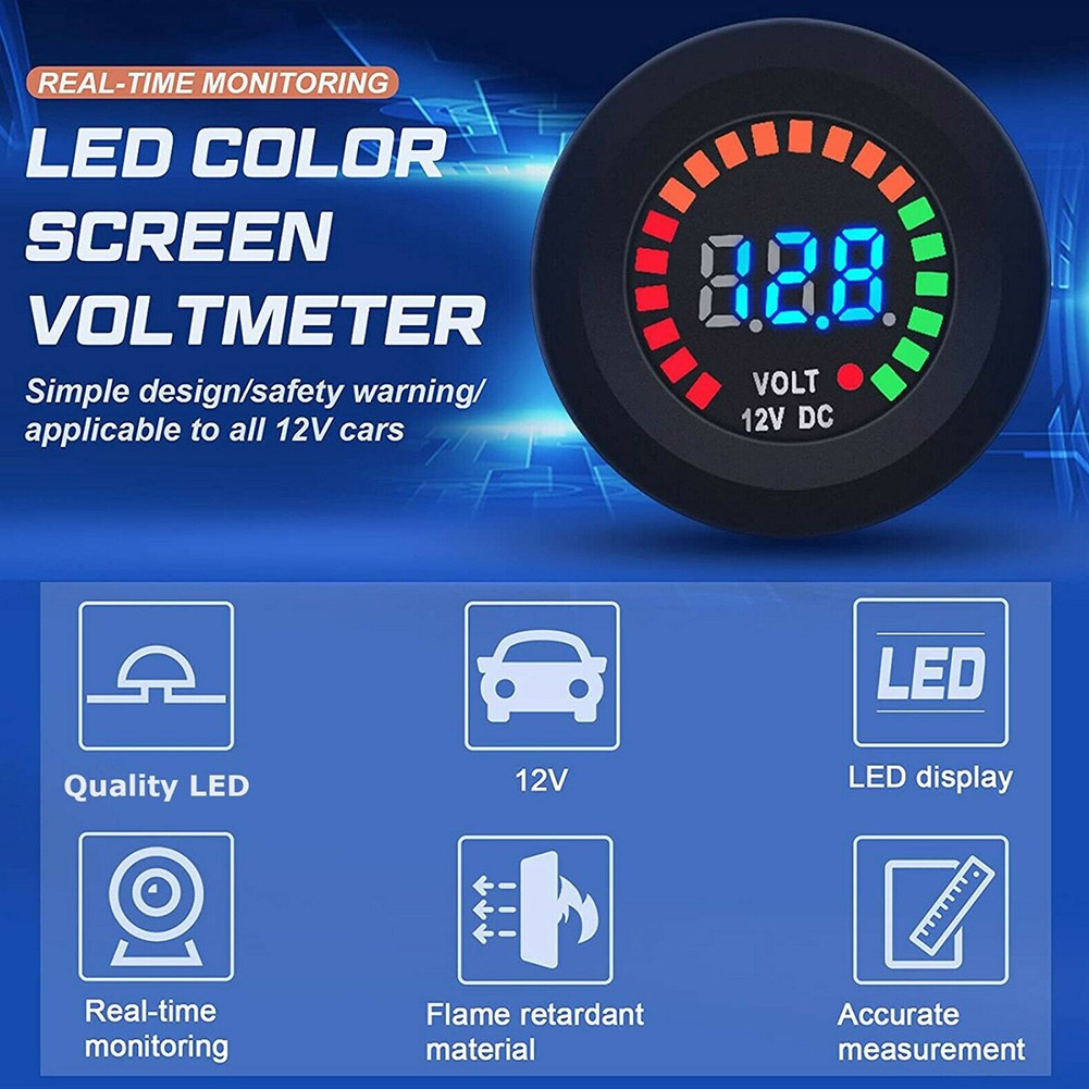 Voltímetro Marino Medidor de Voltaje para Baterías de 12V DC Pantalla LED Impermeable- - Image 3