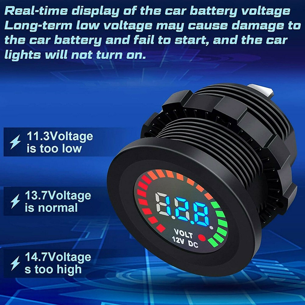 Voltímetro Marino Medidor de Voltaje para Baterías de 12V DC Pantalla LED Impermeable- - Image 4