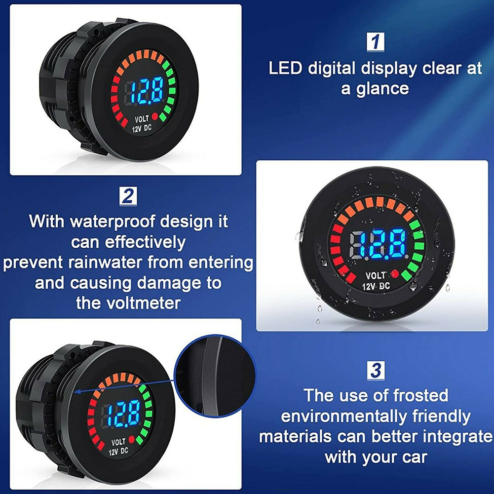 Voltímetro Marino Medidor de Voltaje para Baterías de 12V DC Pantalla LED Impermeable- - Image 5