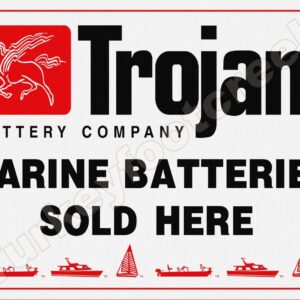 Letrero de metal Trojan Marine Baterías vendidas aquí 9" x 12"-