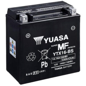 Batería moto YUASA YTX16-BS AGM cerrada, 12V|14Ah|CCA:230A 150x87x161mm-