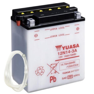 Batería Moto YUASA 12N14-3A (DC) Seca, 12V|14Ah|CCA:125A (134x89x166mm)-