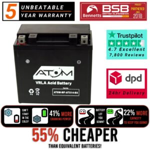 Batería de motocicleta YTX14-BS Atom AGM 12V para Kawasaki ZZ-R 1100 1993-2001-