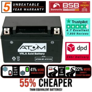 Batería de moto YTZ10S Atom AGM 12V para Yamaha XSR 900 2016-2021-