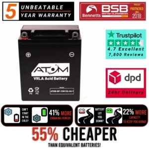 Batería AGM Atom 12N12A-4A-1 para motocicleta Yamaha FJ 600 1984-1985-