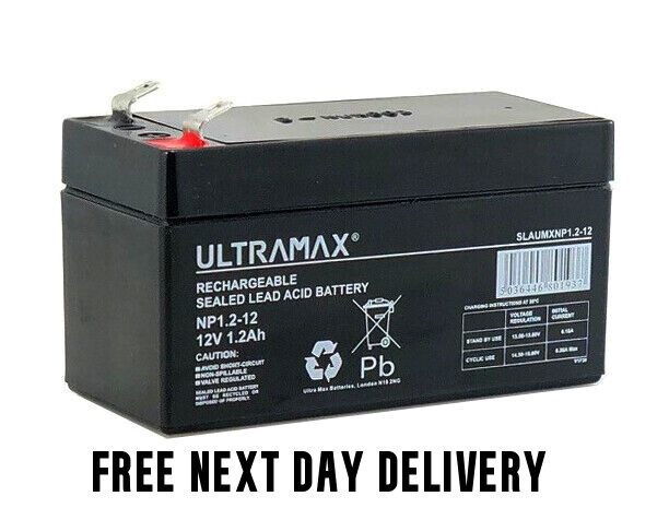 Batería Ultramax de repuesto de plomo ácido sellado Power Kingdom PS1.2-12 12V 1.3Ah-
