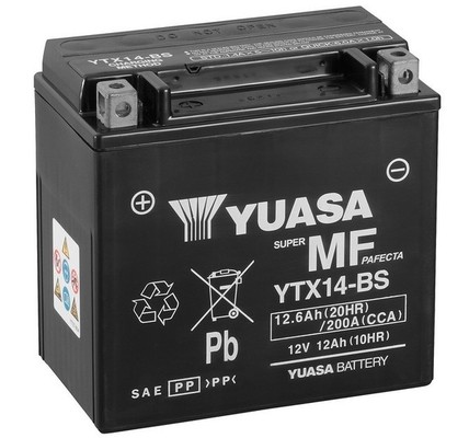 Batería Original Yuasa YTX14-BS Alta Potencia AGM GEL Moto Motocicleta YTX14BS- - Image 3
