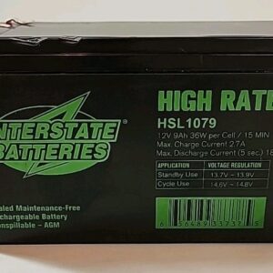 NUEVAS Baterías Interestatales 12V 9Ah Batería Alta Velocidad Terminal F2 SLA AGM 12V, 9AH-
