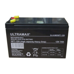 Dos baterías selladas ULYTAMAX 12V 7Ah VRLA SLA DE ALTA RESISTENCIA Stannah Aquasoothe V-