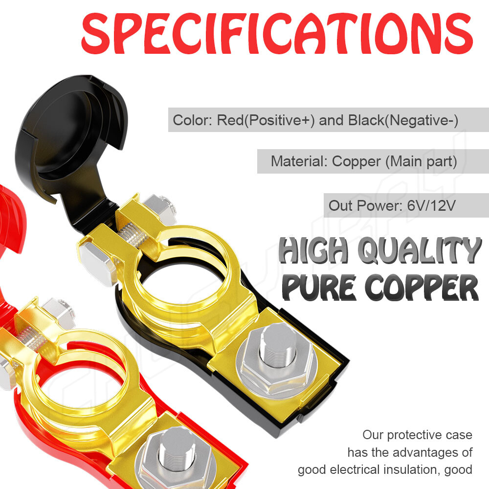 Conectores de abrazadera de terminales de cable de batería de 3 vías de poste superior automotriz de 12 V para automóvil- - Image 2