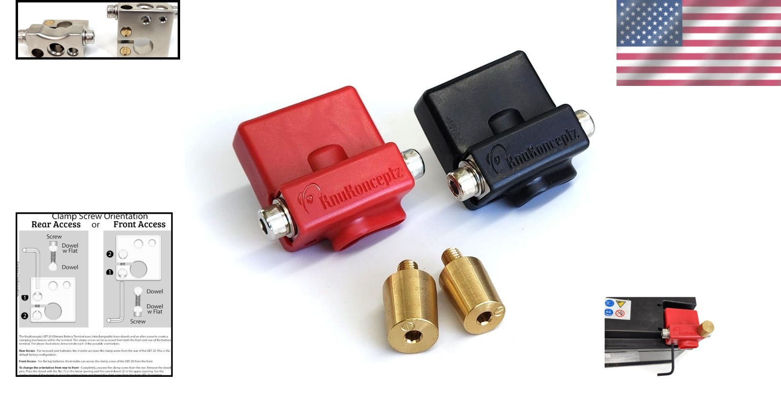 Par de terminales de batería negativo positivo con adaptador de poste superior OEM automotriz- - Image 2