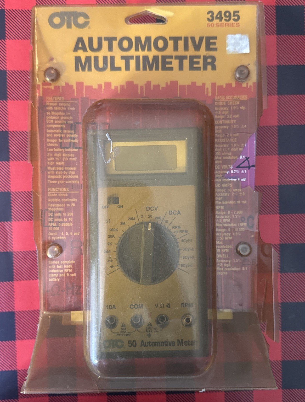 NUEVO MULTÍMETRO AUTOMOTRIZ VINTAGE OTC TOOLS 3495 SERIE 50 Y CABLES DE PRUEBA NOS EE. UU.-