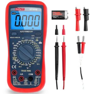 Multímetro Automotriz, True RMS CAT III 600V, Probador de Voltaje/Corriente AC/DC, T...-