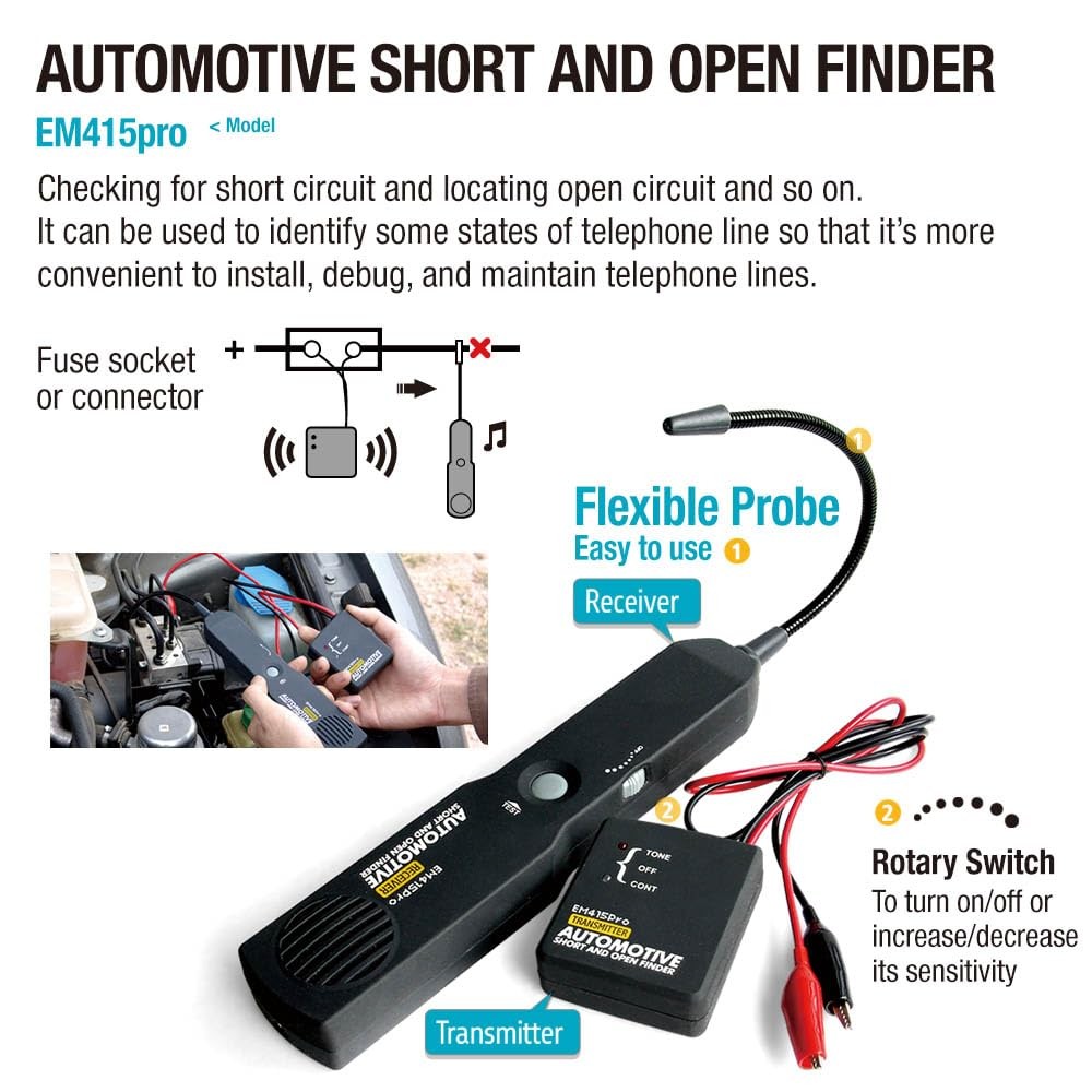 Probador de circuito OpenShort Finder eléctrico automotriz em415Pro generador de tonos aprox.- - Image 5